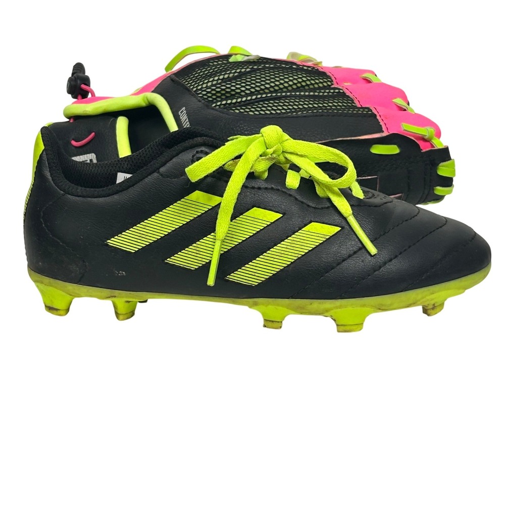 adidas Kids Black Neon Yellow Pink Soccer Cleats